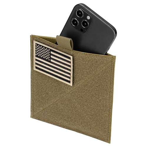 Tactical Hook&Loop Pouch, EDC Admin Bag Insert Storage Organizer Pocket for Chest Rig Backpack Accessories, Sleeve Expansion Pouch for Mini Notebook Smartphone - color: Khaki