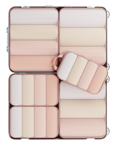 Veken 6/9/11 Set Compression Packing Cubes for Travel Essentials,Compressible Expandable Large Luggage Suitcase Organizer Bags for Clothing,Durable Space Saver Storage Bags(Beige) - color: Beige, size: 6 set