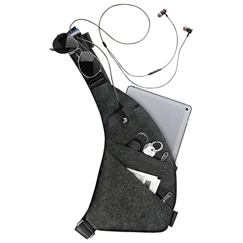 MRang Sling Crossbody Bags Trendy Travel Anti Theft Safe Purse Bags for Women Men Waterproof - color: Strap on Left Shoulder-black