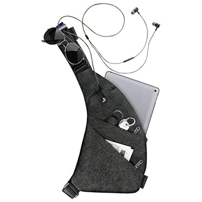 MRang Sling Crossbody Bags Trendy Travel Anti Theft Safe Purse Bags for Women Men Waterproof - color: Strap on Left Shoulder-black