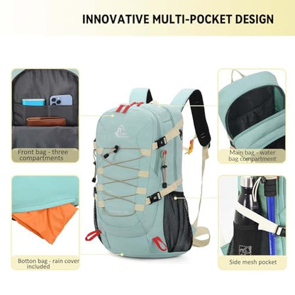 Bseash 40L Waterproof Hiking Camping Backpack with Rain Cover, Outdoor Sport Travel Bag Daypack for Climbing Skiing Cycling (Army Green) - color: Army Green
