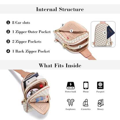 INICAT RFID Blocking Sling Bag, Anti Theft Crossbody Bag for Women Compact Travel Purses Leather - color: White Blue Checked Ii