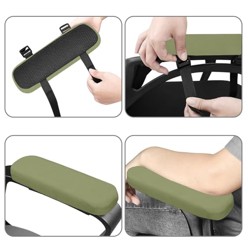 MOSISO Chair Armrest Pads (2 Pack), Memory Foam Home/Office Chair Arm Rest Covers Comfy Computer Gaming Elbow Cushion Removable Washable Elbow Support Forearm Pressure Relief, Olive Green - color: Olive Green