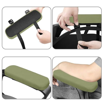 MOSISO Chair Armrest Pads (2 Pack), Memory Foam Home/Office Chair Arm Rest Covers Comfy Computer Gaming Elbow Cushion Removable Washable Elbow Support Forearm Pressure Relief, Olive Green - color: Olive Green
