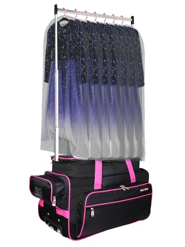 Dance Bag with Garment Rack,23inch Dance Competition Garment Bags with Clothes Rack,Suitcase,Rolling Duffle for Travel, Wheeled Drop-Bottom Upright Luggage Closet Suitcase(Expand-Purple - color: 23inch Expand-Purple