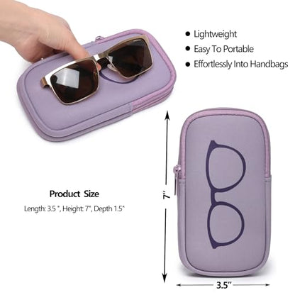 KKP Double Eyeglass Case | Sunglasses Cases with 2 Compartments - color: Purple