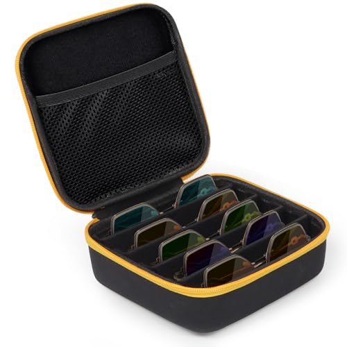 Travel Sunglasses Organizer Case with 5 Adjustable Slots, Multiple Pairs Eyeglass Portable Eyewear Box for Men Women - color: Black, style: 5 Slots