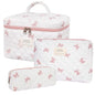 honitty Makeup Bag,Quilted Cosmetic Bag,Large Floral Make Up Bag for Women,Cotton Makeup Bag Set,Flower Travel Toiletry Bag - color: Bow Tie