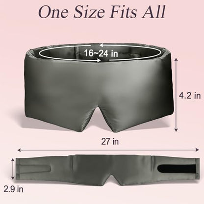 Silk Sleep Eye Mask for Side Sleeper Men Women, Eye Mask Sleeping 100% 22 Momme Pure Mulberry Silk for Night Sleep, Travel, Face-Hugging Padded Eye Cover for Sleeping with Adjustable Band-Grey - color: Grey