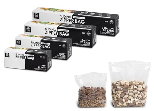 Variety Slider Storage Bags, 4 Sizes- 145 Count, Expandable Bottom, Microwave-Safe, Zero BPA - size: VARIETY