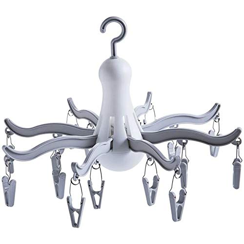 Foldable Clip and Drip Hanger/Hanging Drying Rack - 16 Clips Socks Drying Rack for Drying Underwear Clothes,Socks,Bras,Towel,Pants,Hat,Grey