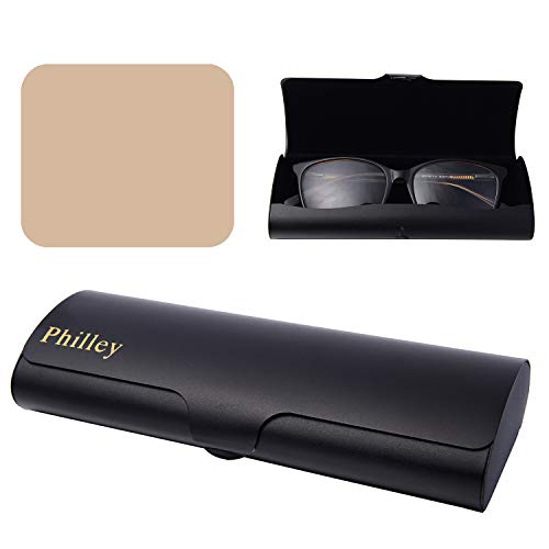 Philley Aluminum Ultra-Light Eyeglasses Case Hard Shell Nearsighted Glasses Case for Women & Men - color: Black