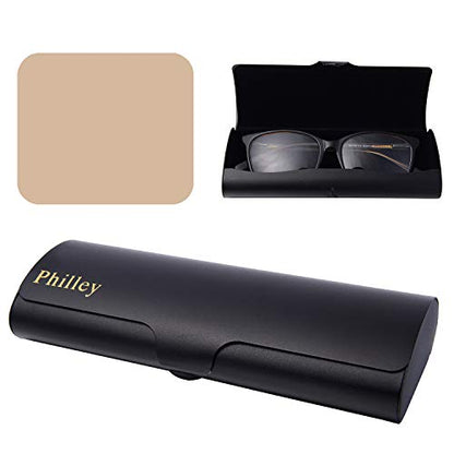 Philley Aluminum Ultra-Light Eyeglasses Case Hard Shell Nearsighted Glasses Case for Women & Men - color: Black