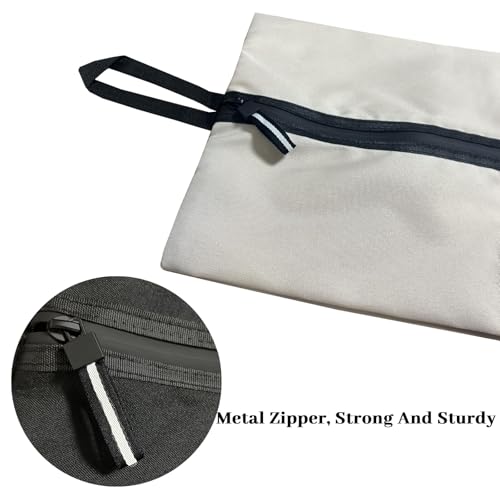 Waterproof Shoe Bag Odor Absorbing Multifunctional Storage Lightweight Shoe Dust Bags with Zipper for Gym Sports Travel Work Men and Women (Off White, 16.5 × 9.8 Inches)