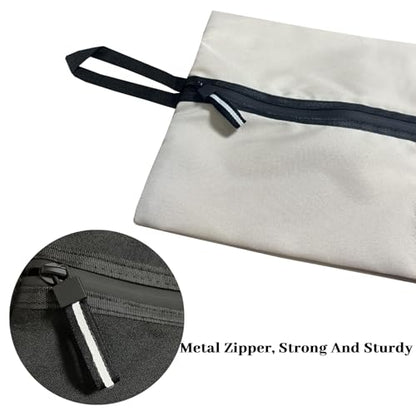 Waterproof Shoe Bag Odor Absorbing Multifunctional Storage Lightweight Shoe Dust Bags with Zipper for Gym Sports Travel Work Men and Women (Off White, 16.5 × 9.8 Inches)