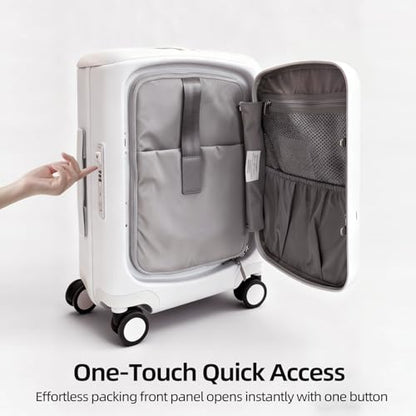 Hang Safe Checked Luggage 24 inch,PC Hard Shell Lightweight Zipperless Suitcases,360° Spinner Wheels,TSA Locks USB Charging Port,Top Travel Seat,Checked-Medium 80L White - color: White, size: 24 inch