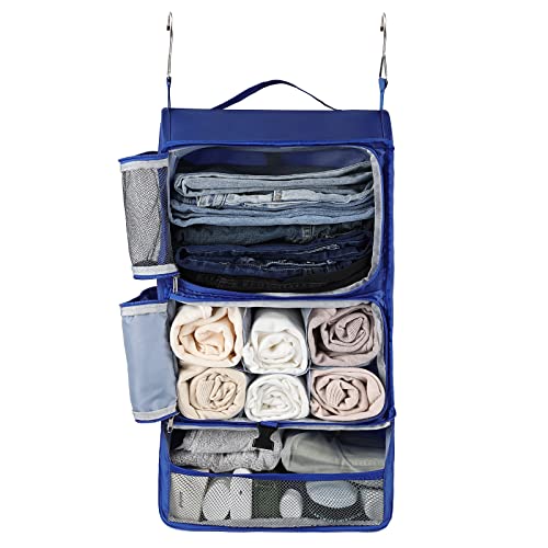 Surblue Hanging Shelves Travel Storage Bag Compression Packing Cube for Suitcase Collapsible with Extension Layer Large Capacity, Blue,XL - color: A-Blue, size: XL 13*10.2*23.2in