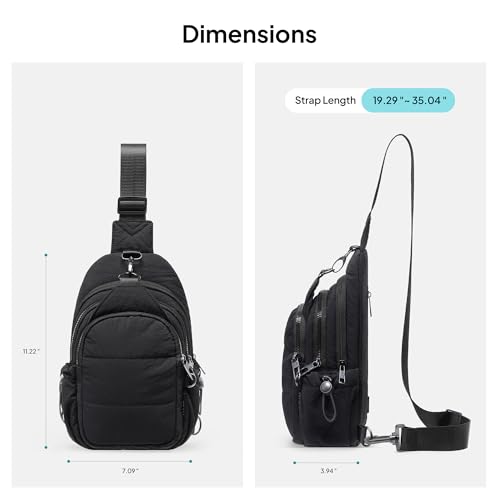 TOPEAST Sling Bag for Women, Anti-Theft Crossbody Bag with RFID Blocking & Water Bottle Holder for Travel, Water-resistant - color: Black