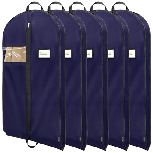 BALEINE 5PK Heavy Duty Garment Bag with Shoe Storage Travel Bag for Dresses, Suit, Coats Travel Essential (60", Blue) - color: Blue, size: 60" 5PK