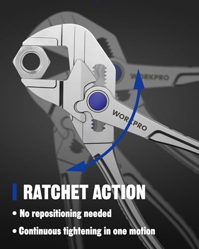 WORKPRO Mini Pliers Wrench, 4-Inch Smooth Jaw Plier, High-Toughness Alloy Steel Adjustable Wrench Pliers with Smooth Parallel Jaws, Anti-Rust Coating, EDC Plier for Tight Spaces & Versatile Use - color: Silver