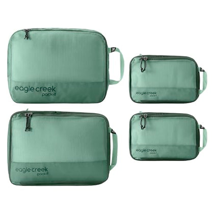 Eagle Creek Pack-It Reveal Carry-On Set - Compression Cube S (2x) & M (1x) & Clean/Dirty Cube M - Angled Zipper Stackable Carry-On Packing Tubes - Travel Essentials - Willow Green - color: Green
