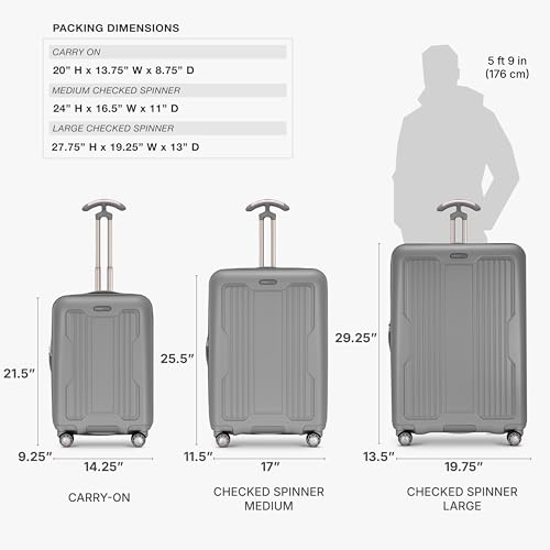 Traveler's Choice Ultimax II Polycarbonate Hardside Luggage with Spinner Wheels, Slate Gray, 25-Inch Medium Luggage - color: Slate Gray, size: 25-Inch Medium Luggage
