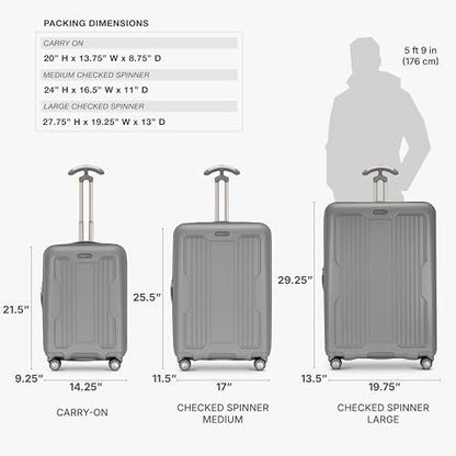 Traveler's Choice Ultimax II Polycarbonate Hardside Luggage with Spinner Wheels, Slate Gray, 25-Inch Medium Luggage - color: Slate Gray, size: 25-Inch Medium Luggage