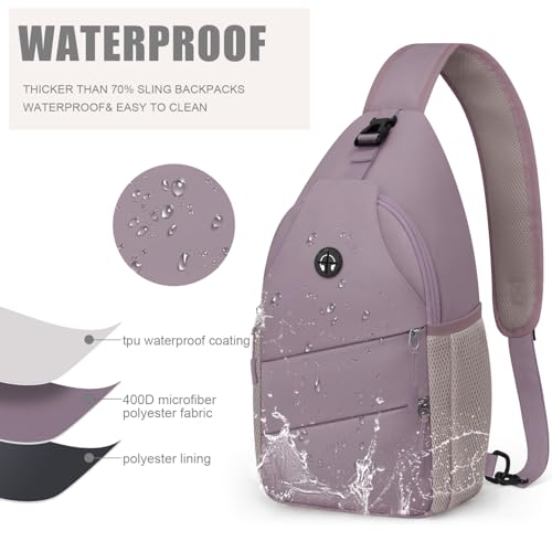 Pritent Crossbody Bags for Women Men Trendy Sling Bag Backpack Casual Chest Bag with Convertible Shoulder Strap - color: Light Purple, size: Medium