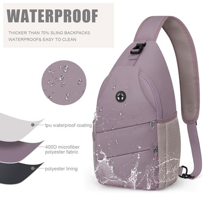 Pritent Crossbody Bags for Women Men Trendy Sling Bag Backpack Casual Chest Bag with Convertible Shoulder Strap - color: Light Purple, size: Medium