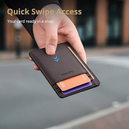 Buffway Slim Minimalist Front Pocket RFID Blocking Leather Wallets for Men and Women - Galaxy Coffee - color: Galaxy Coffee