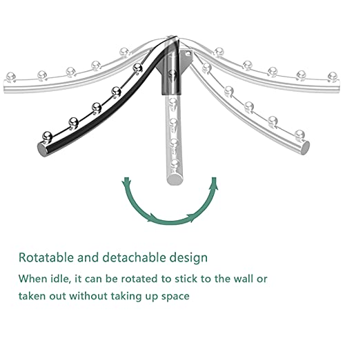Folding Clothes Rack Wall Mount, 7 Holes Wall Mounted Clothes Drying Rack Stainless Steel, Heavy Duty Metal Laundry Room Hooks CollapsIble Garment Rack Great for Bathrooms, Balconies, Wardrobes, RVs - size: 7 HOOKS x 1