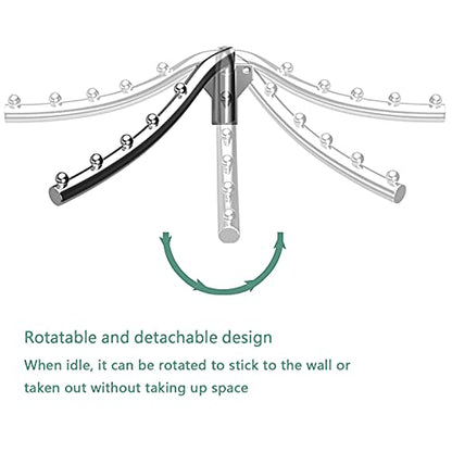 Folding Clothes Rack Wall Mount, 7 Holes Wall Mounted Clothes Drying Rack Stainless Steel, Heavy Duty Metal Laundry Room Hooks CollapsIble Garment Rack Great for Bathrooms, Balconies, Wardrobes, RVs - size: 7 HOOKS x 1