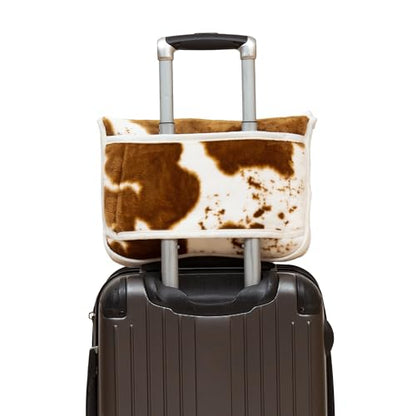 Carstens, Inc. Travel Blanket, Premium Compact 2-in-1 Airplane Blanket/Pillow, Cow Print - color: Cow Print