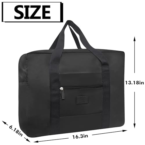 Travel Duffel Bag Lightweight Foldable Travel Bag for Women and Men Waterproof Tote Carry On Luggage Bag Weekender Overnight Bag (Black) - color: Black