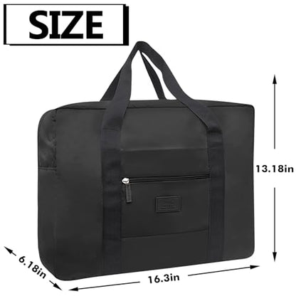 Travel Duffel Bag Lightweight Foldable Travel Bag for Women and Men Waterproof Tote Carry On Luggage Bag Weekender Overnight Bag (Black) - color: Black