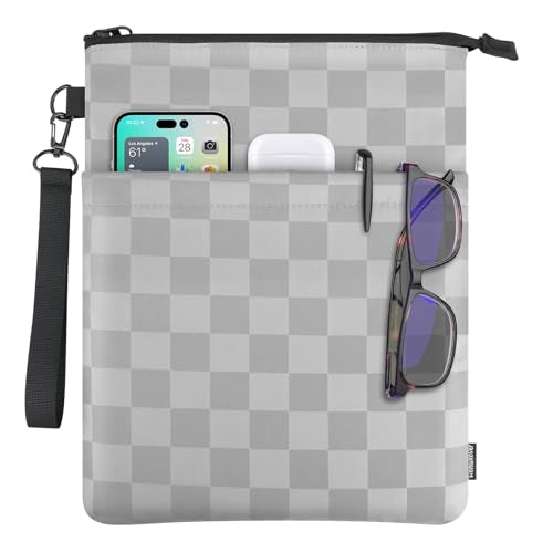Book Sleeves with Zipper, Travel Book Protector Pouch for Paperbacks & Hardcover Books, Book Covers Bags Carry Case/Front Pocket & Handle Strap for Book Lovers Mother's Day (Grey with Block, 1 Pc) - color: Grey with Block, size: 1 Pc