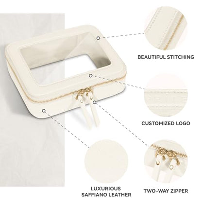 Prite Clear Makeup Bag Cosmetic Organizer Case Waterproof Travel Toiletry Bag Skincare Pouch with Golden Zipper(Beige) - color: Beige, size: Standard - Single Layer