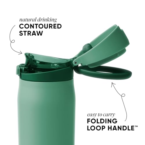 Simple Modern Mesa Loop Water Bottle with Straw | 24oz Cup Holder Friendly Insulated Stainless Steel Bottles for Travel, Sports and School | Basil - color: -Basil, size: 24 Ounces