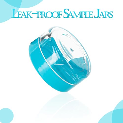 5 Gram Sample Containers with Lids, Mini Makeup Containers, Empty Plastic Travel Cosmetic Containers with Labels(25 Count, Blue Lid) - color: Blue