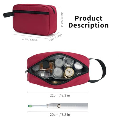 Travel Hanging Toiletry Bag with Carry Handle - Water-Resistant Small Cosmetic Organizer for Men & Women, Makeup, Shaving Kit, Gym & Travel Essentials (Burgundy) - color: Burgundy