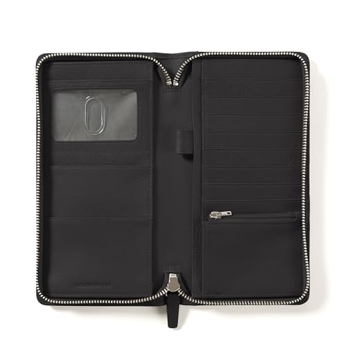 Leatherology Black Onyx Full Grain Leather Zip Around Travel Wallet – RFID Passport Organizer for Cards, Cash & Travel Documents - color: Black Onyx