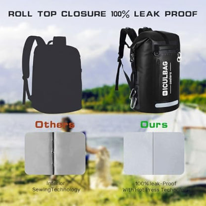 48cans Large Cooler Backpack Insulated Waterproof for Men Women Insulated Backpack Cooler Leak Proof Waterproof for 12 Hours Cooling for Camping Picnic Hiking Beach Travel Kayaking - color: Black