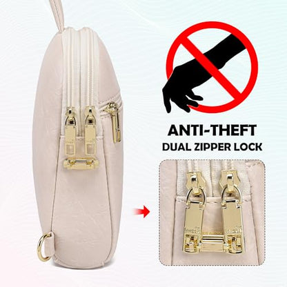 INICAT Anti Theft Crossbody Bags for Women Travel Small Sling Bag Fanny Packs Cross Body Purses Everyday - color: Milky White Antitheft, size: Large