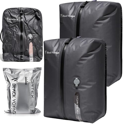 Black Voyage Reusable Vacuum Compression Travel Bag for Carry-On Suitcase and Backpack, Recycled IPX8 Waterproof Space Saver Vacpack (2-Pack, 18L - No Pump) - color: Gray 18L (2-Pack), size: 18L (No Air Pump)