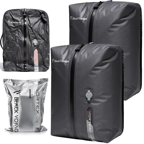 Black Voyage Reusable Vacuum Compression Travel Bag for Carry-On Suitcase and Backpack, Recycled IPX8 Waterproof Space Saver Vacpack (2-Pack, 18L - No Pump) - color: Gray 18L (2-Pack), size: 18L (No Air Pump)
