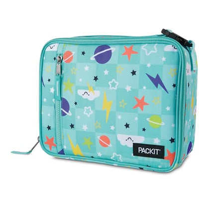 PackIt Freezable Classic Lunch Box, Happy Clouds, Built with EcoFreeze Technology, Collapsible, Reusable, Zip Closure With Zip Front Pocket and Buckle Handle, Designed for Fresh Lunch On the Go - color: Happy Clouds