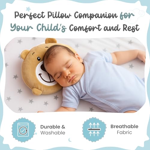 Child Travel Sleep Mask and Pillow Set - 2 in 1 Cute Character Design for Kids Rest, Naps and Relaxation. Soft Comfort with Bag Cover, Perfect for Flights, Car Trips 15cm - color: Brown