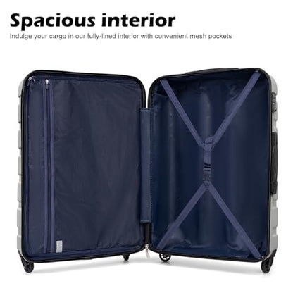 Coolife Luggage 3 Piece Set, Lightweight Durable Hardshell Suitcase set with 360° Spinner Wheels, TSA-approved Lock, Checked Family Travel Luggage sets, 20/24/28 Inch, Silver - color: Sliver, size: 20in24in28in