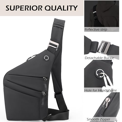Anti Theft Crossbody Bags for Women Men, Multi-Pocket Shoulder Bag, Slim Sling Bags with 2 RFID Blocking Card - color: Left Shoulder-green
