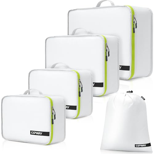Cipway 5 Set Packing Cubes for Travel Suitcase Organizer for Accessories Luggage Carry On Suitcase Lightweight White - color: White